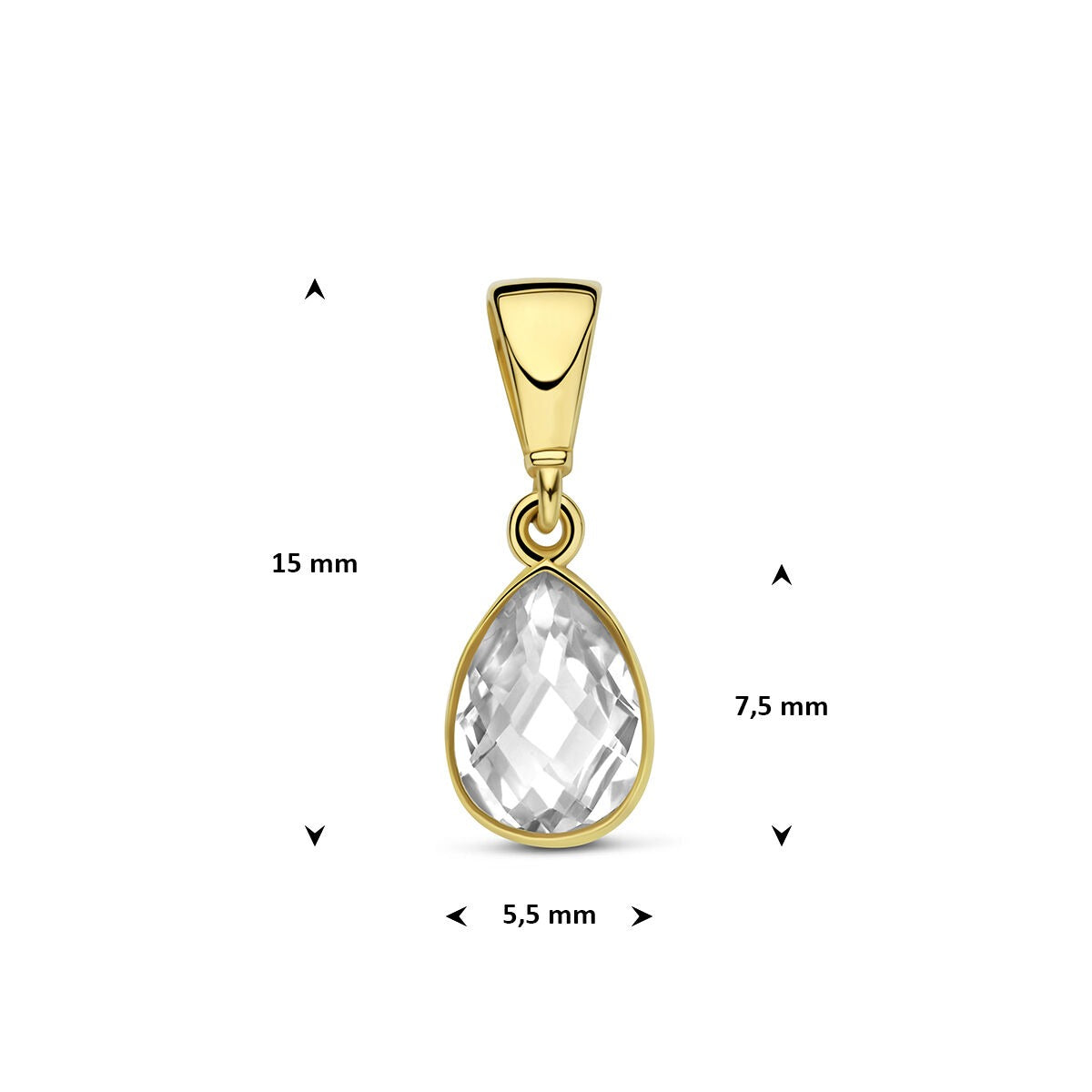 9k Geelgouden hanger met peervormige zirkonia