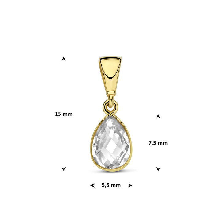 9k Geelgouden hanger met peervormige zirkonia