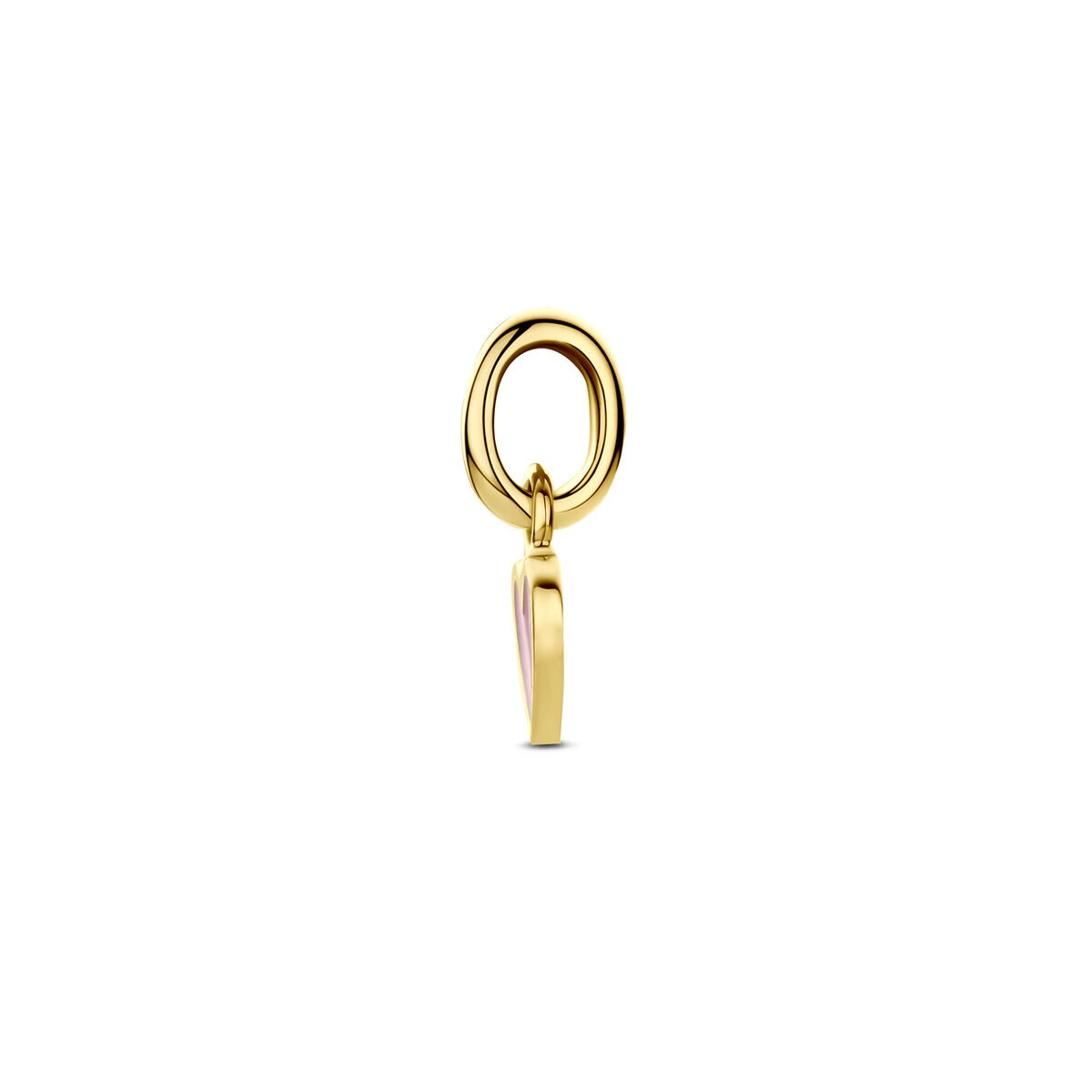 14k Geelgouden hanger hartje met roze emaille