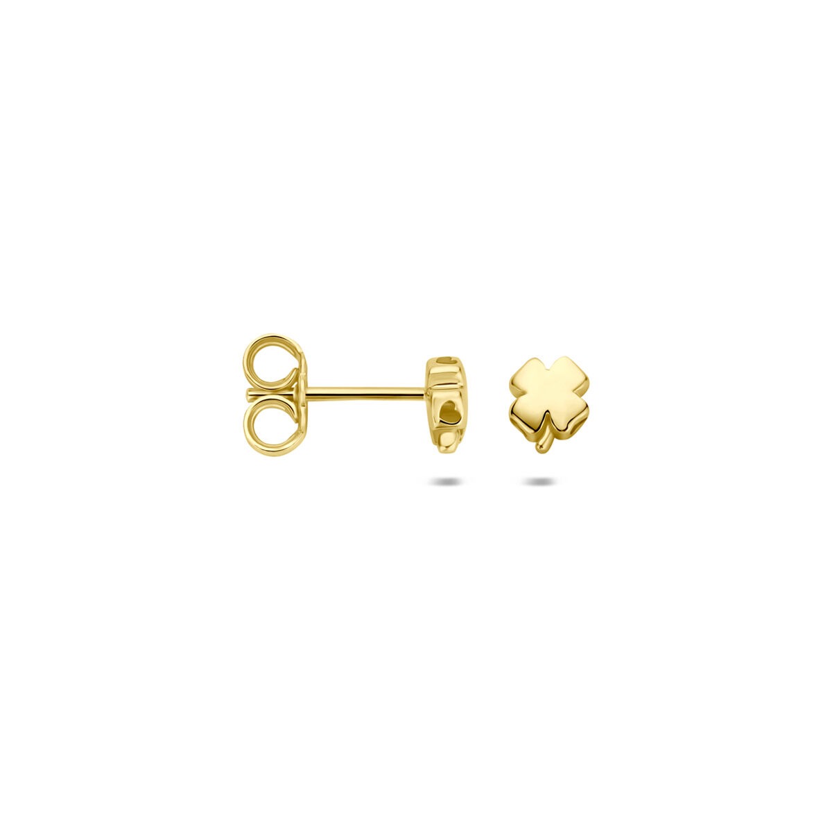 14k Geelgouden klaver oorknoppen