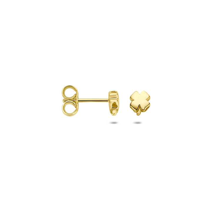 14k Geelgouden klaver oorknoppen