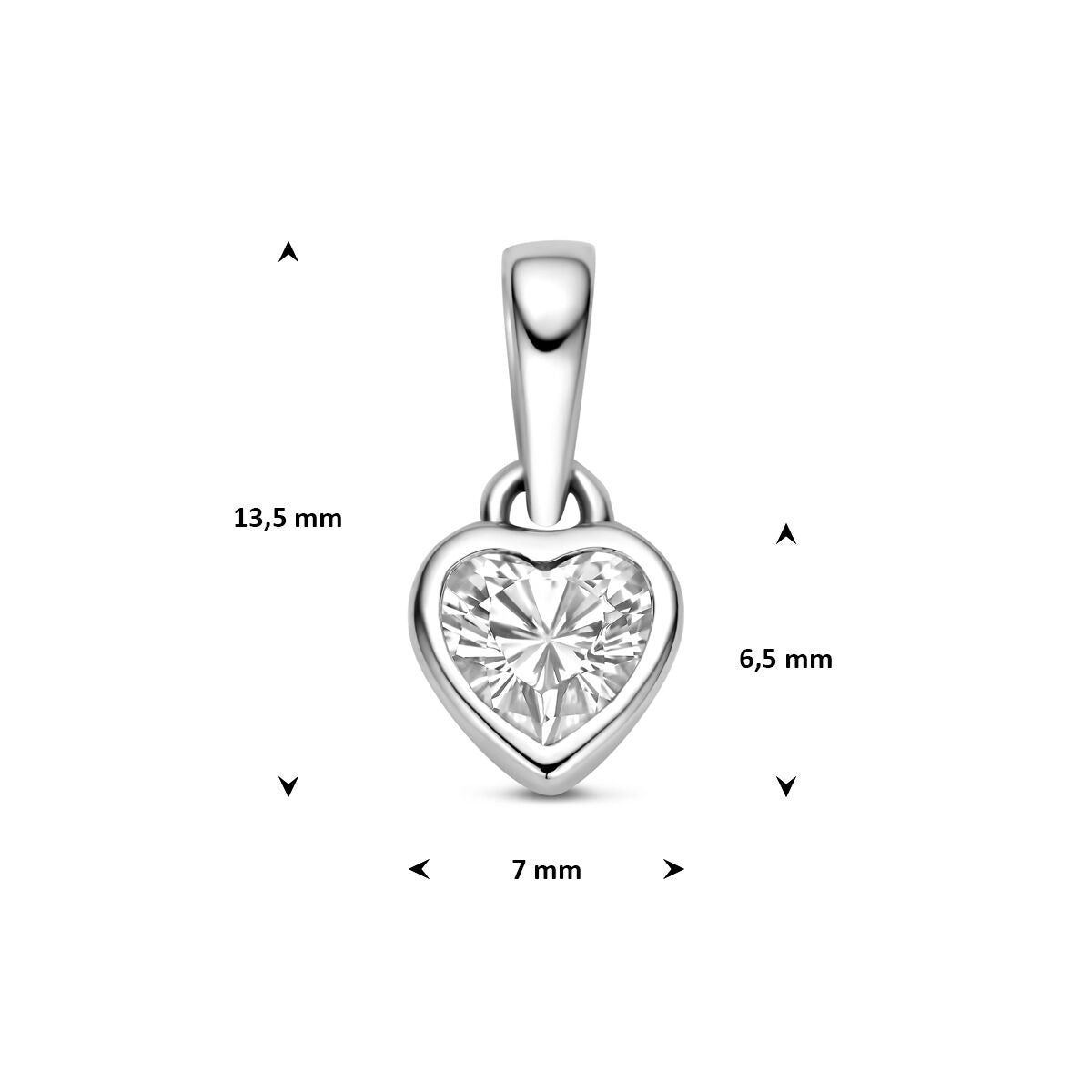 Gerhodineerd Zilveren Hartjes Hanger met Zirkonia