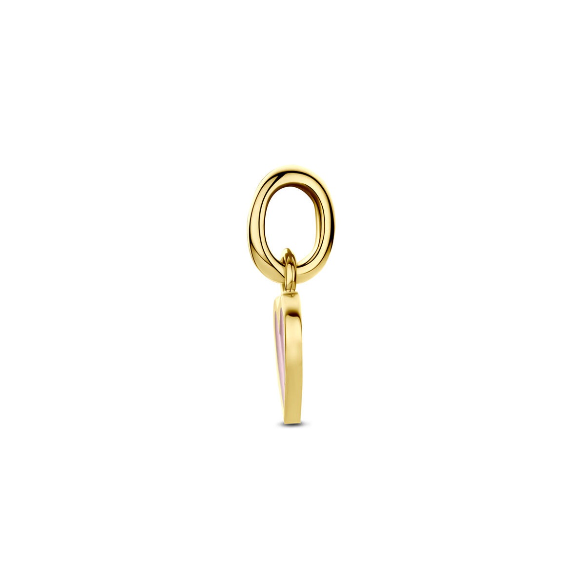9k Geelgouden hanger hartje met roze emaille