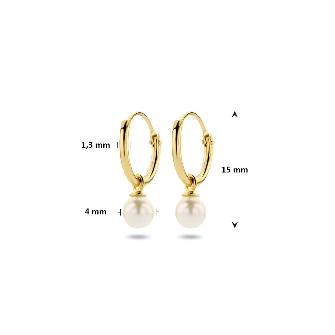 earrings with pendants freshwater pearl 14K yellow gold