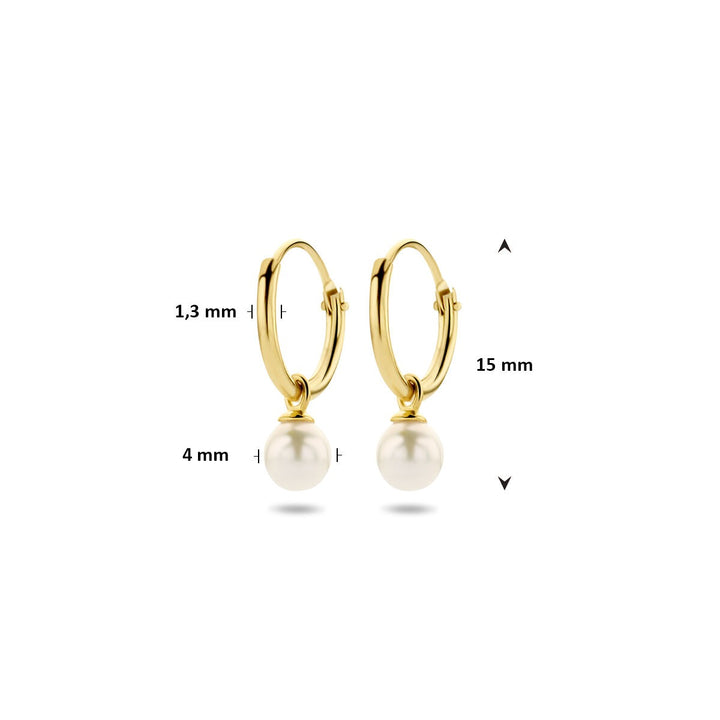 earrings with pendants freshwater pearl 14K yellow gold