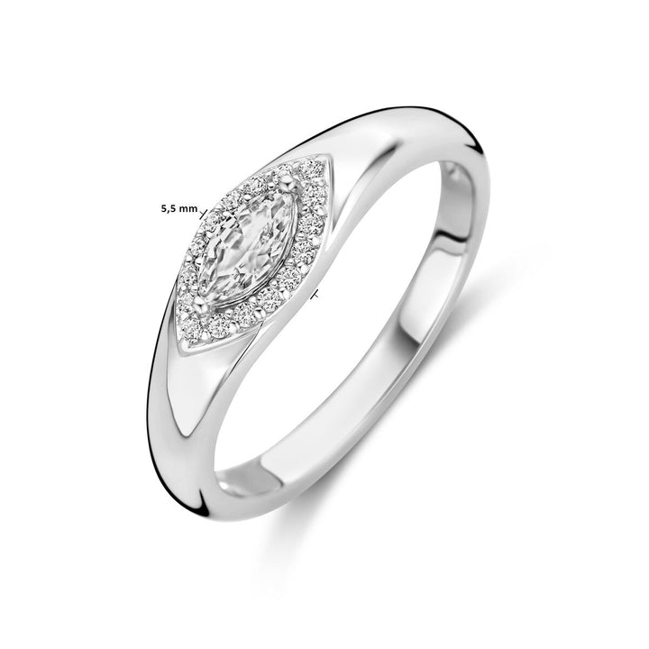 Zilveren ring met markies geslepen zirkonia – gerhodineerd 925 zilver