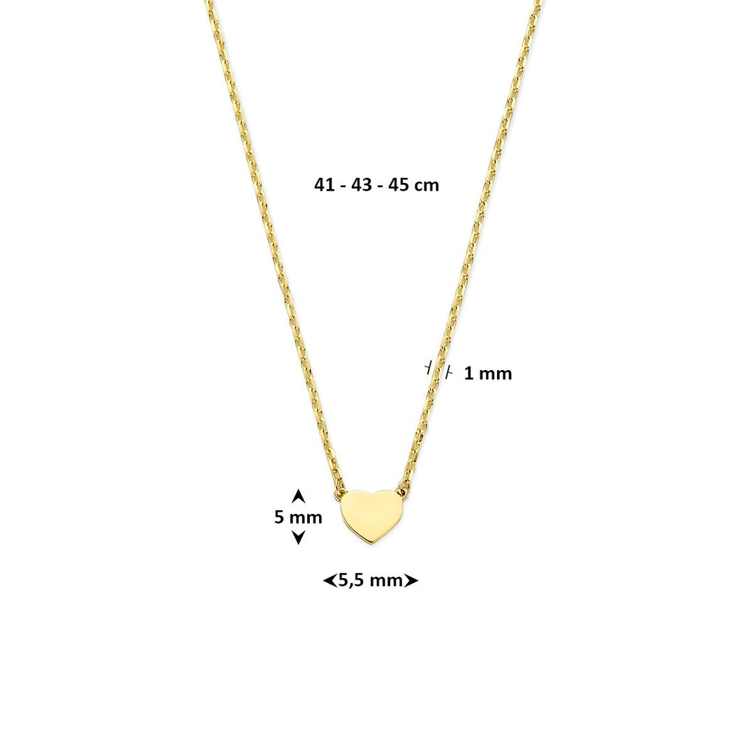 14k Geelgouden collier met hartje