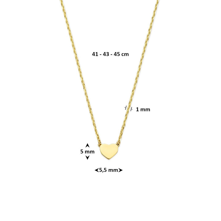 14k Geelgouden collier met hartje