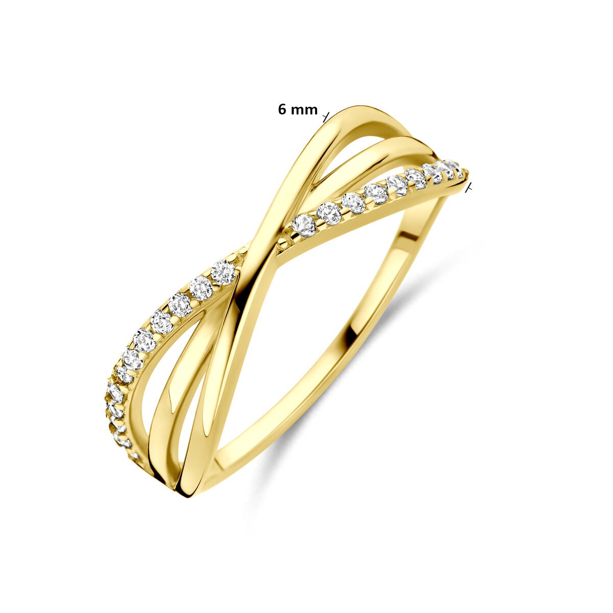 Gouden damesring met zirkonia – 14k geelgoud