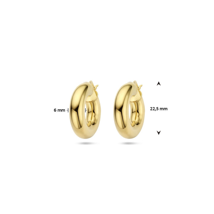 Verguld zilveren oorringen met ronde buis 6mm
