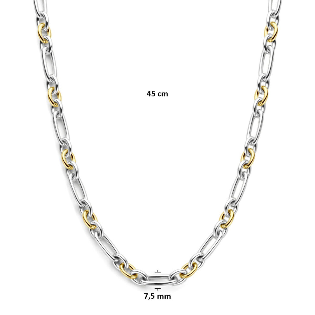 14k Geelgouden en zilveren anker collier