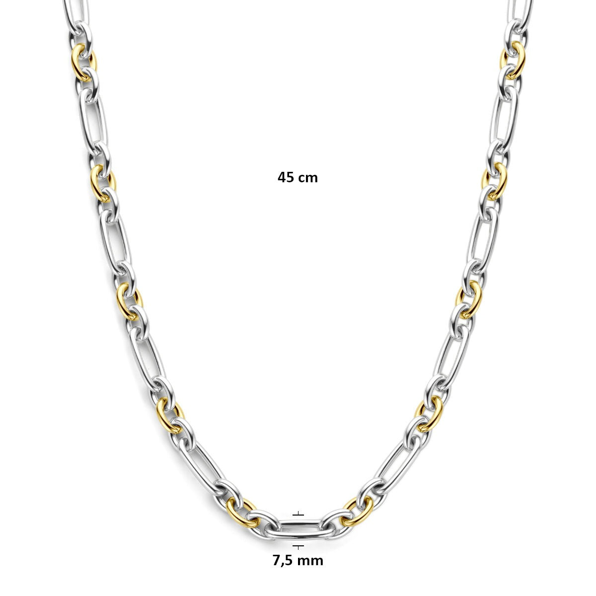 14k Geelgouden en zilveren anker collier