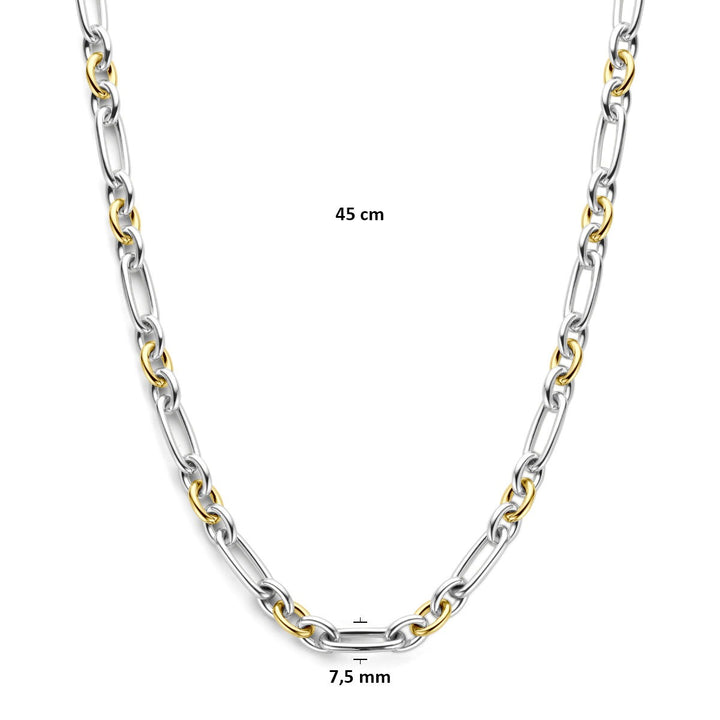 14k Geelgouden en zilveren anker collier