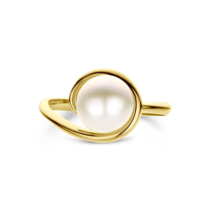 14k geelgouden ring met parel