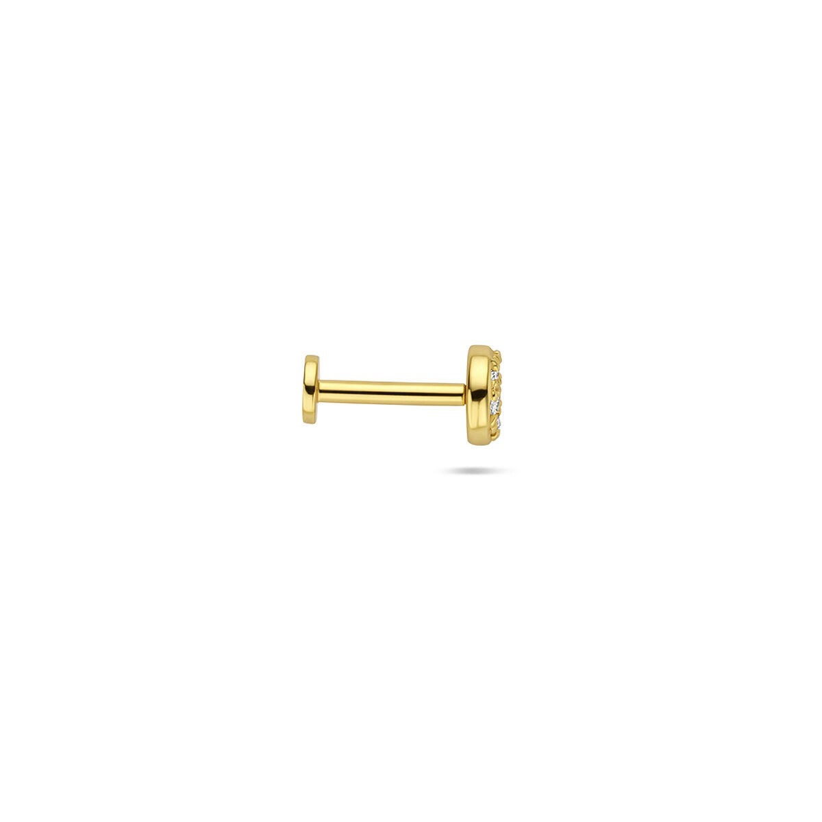 Verguld zilveren flat back piercing met zirkonia