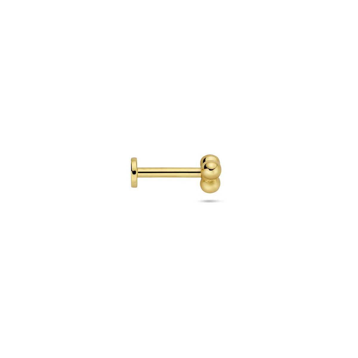 Verguld zilveren flat back piercing drie bolletjes – 925 zilver