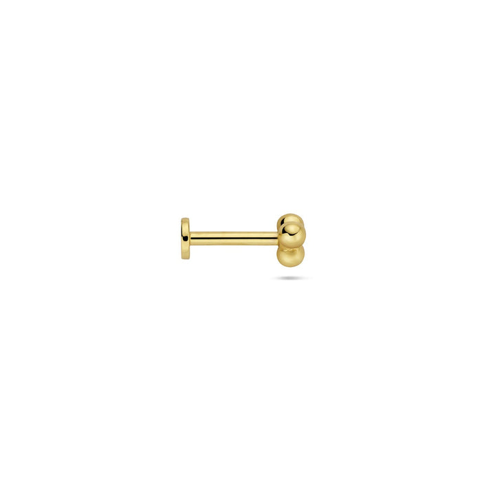 Verguld zilveren flat back piercing drie bolletjes – 925 zilver