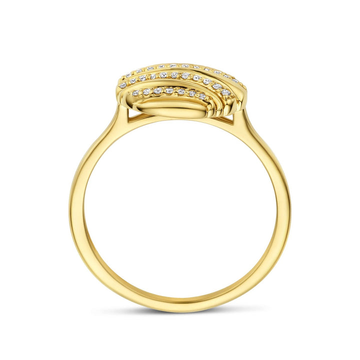 14k Geelgouden ring met diamant 0.09ct rond design