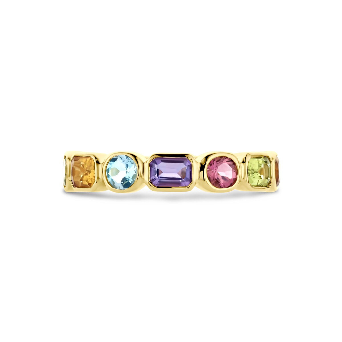 Gouden dames ring – 14k met amethist, topaas, citrien en peridot