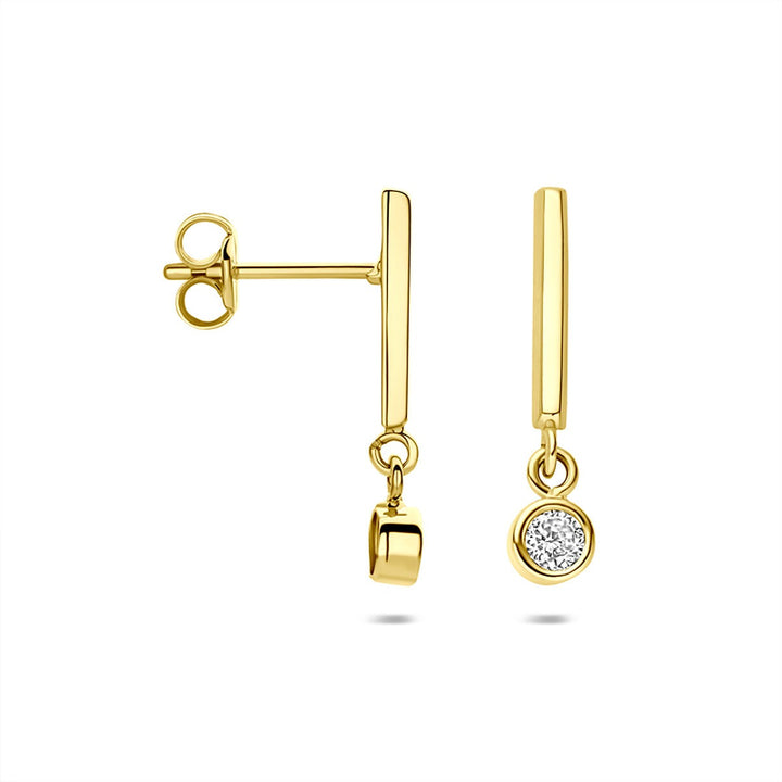 14k Geelgouden oorhangers met briljant geslepen zirkonia