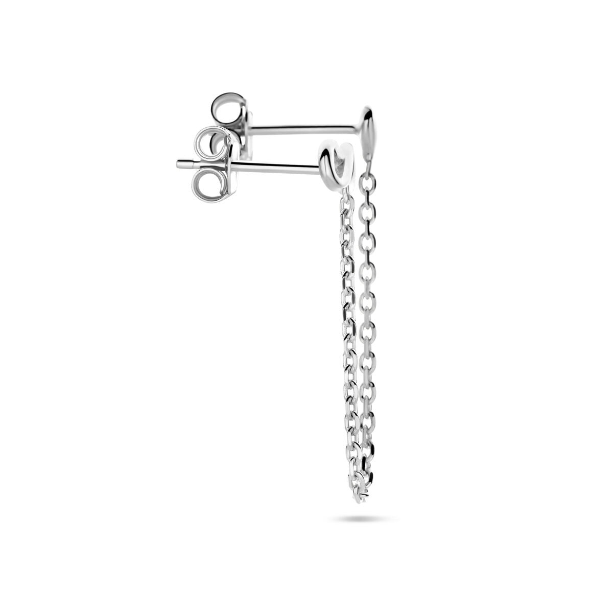 double ear stud heart and infinity each silver rhodium plated