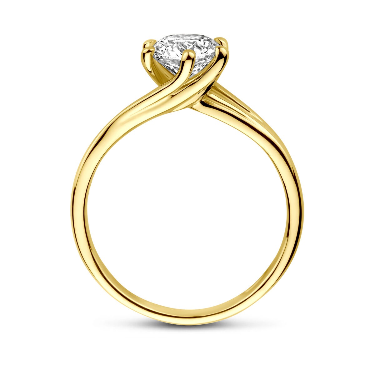 14k Geelgouden ring met 1.00ct lab grown diamant