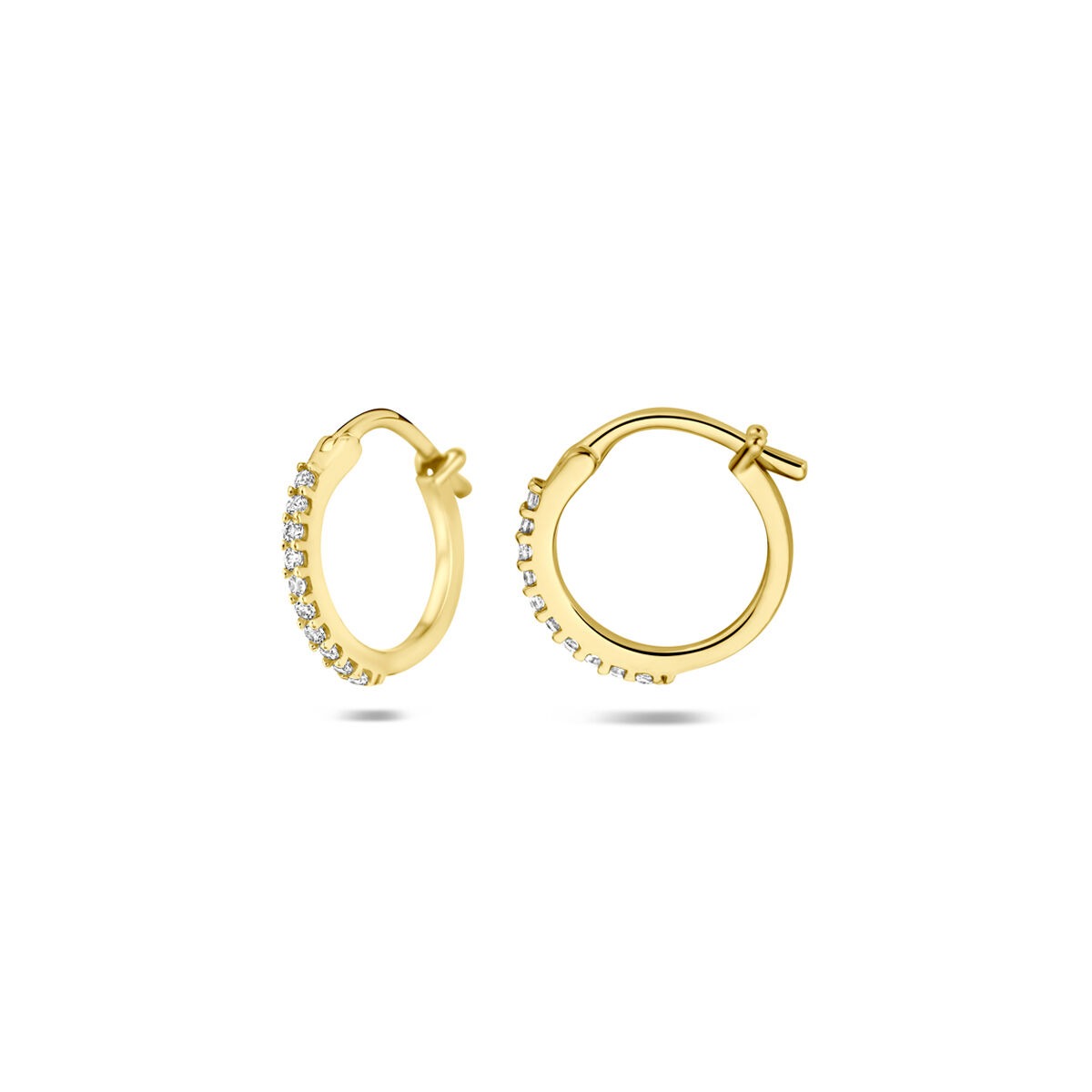 14k Geelgouden oorringen met zirkonia
