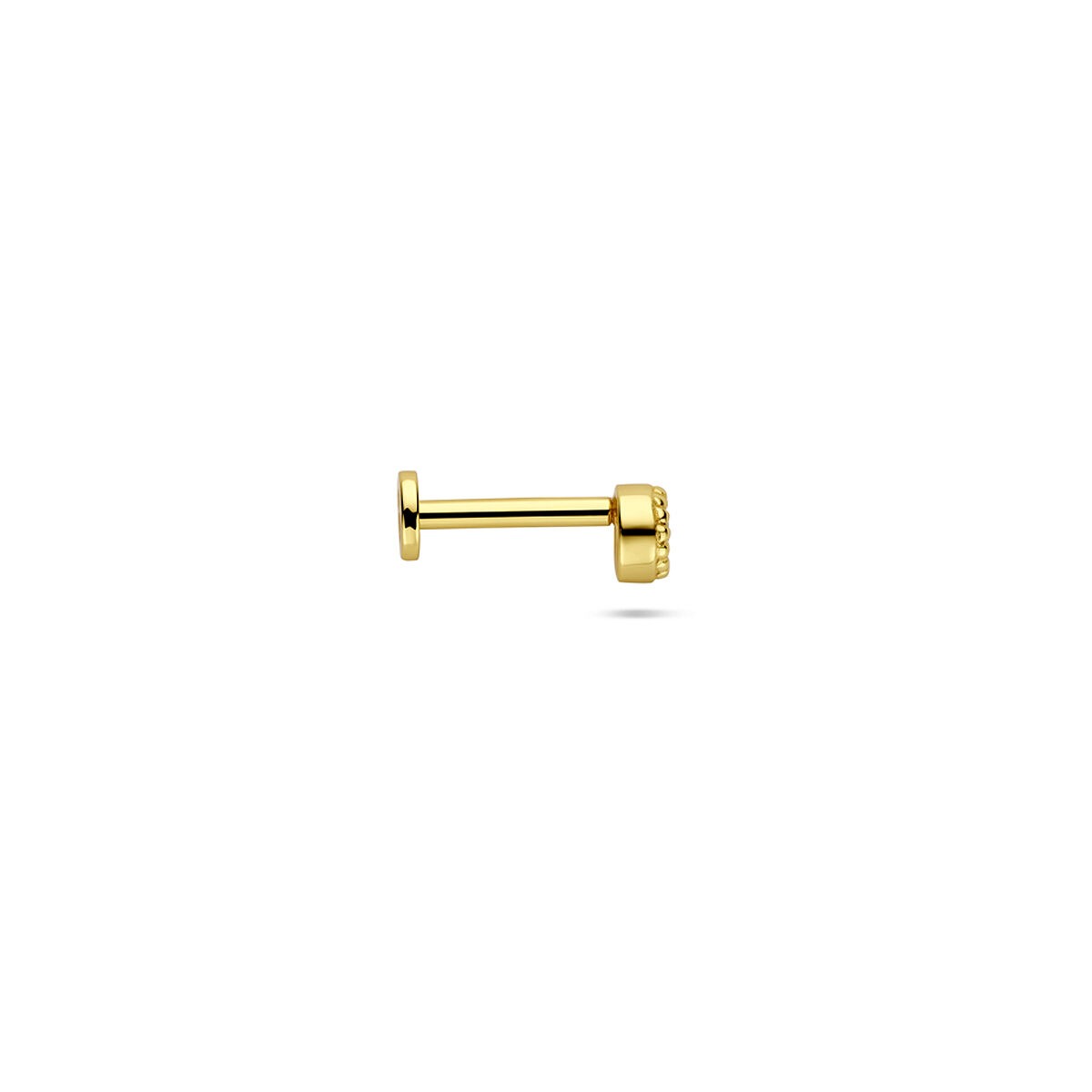 Verguld 925 zilveren flat back piercing met ronde zirkonia