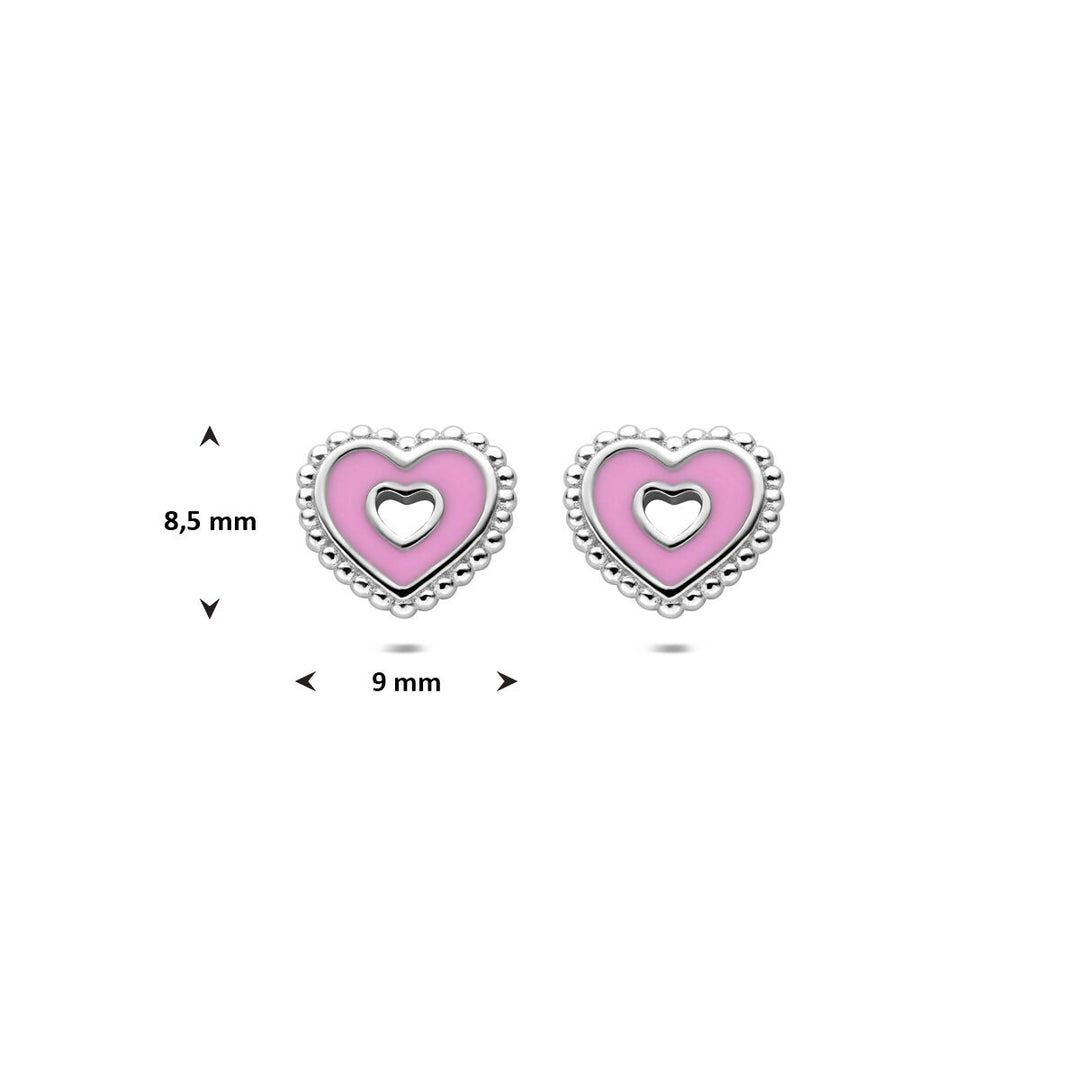 Zilveren oorknopjes hartje – gerhodineerd kindersieraad 8,5 mm