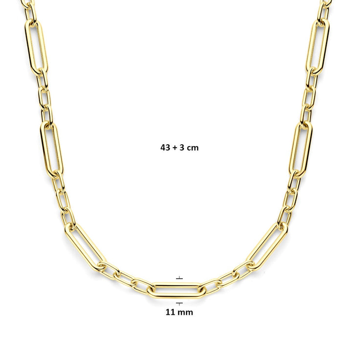 Gouden anker collier dames – 14k met karabijnsluiting 11 mm 43 + 3 cm