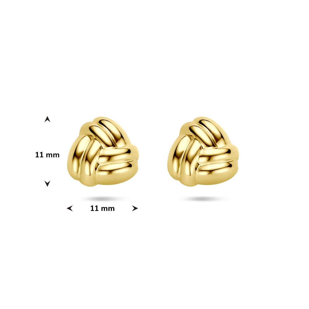 14k Geelgouden oorknoppen dames 11 mm