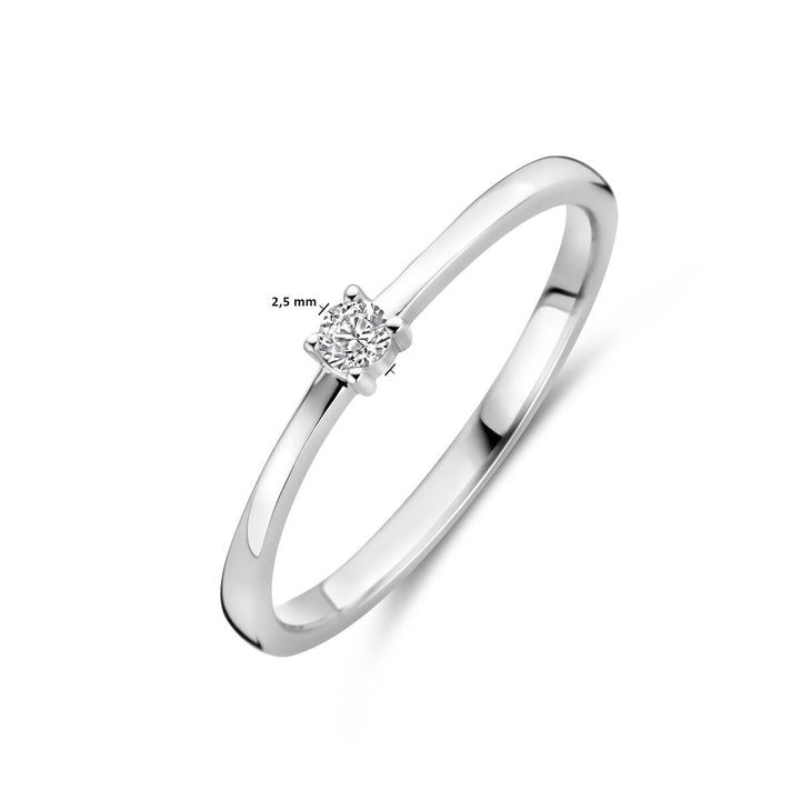 Zilveren damesring met briljant geslepen zirkonia – gerhodineerd 925 zilver, 2,5 mm breed