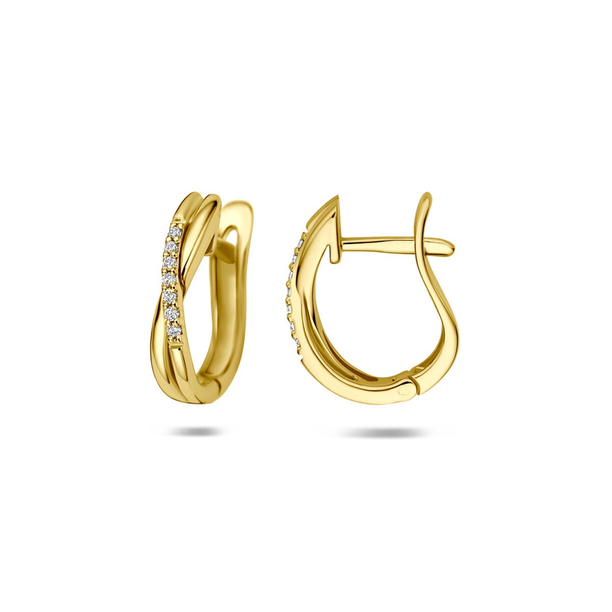 14k Geelgouden klapoorringen met lab grown diamant