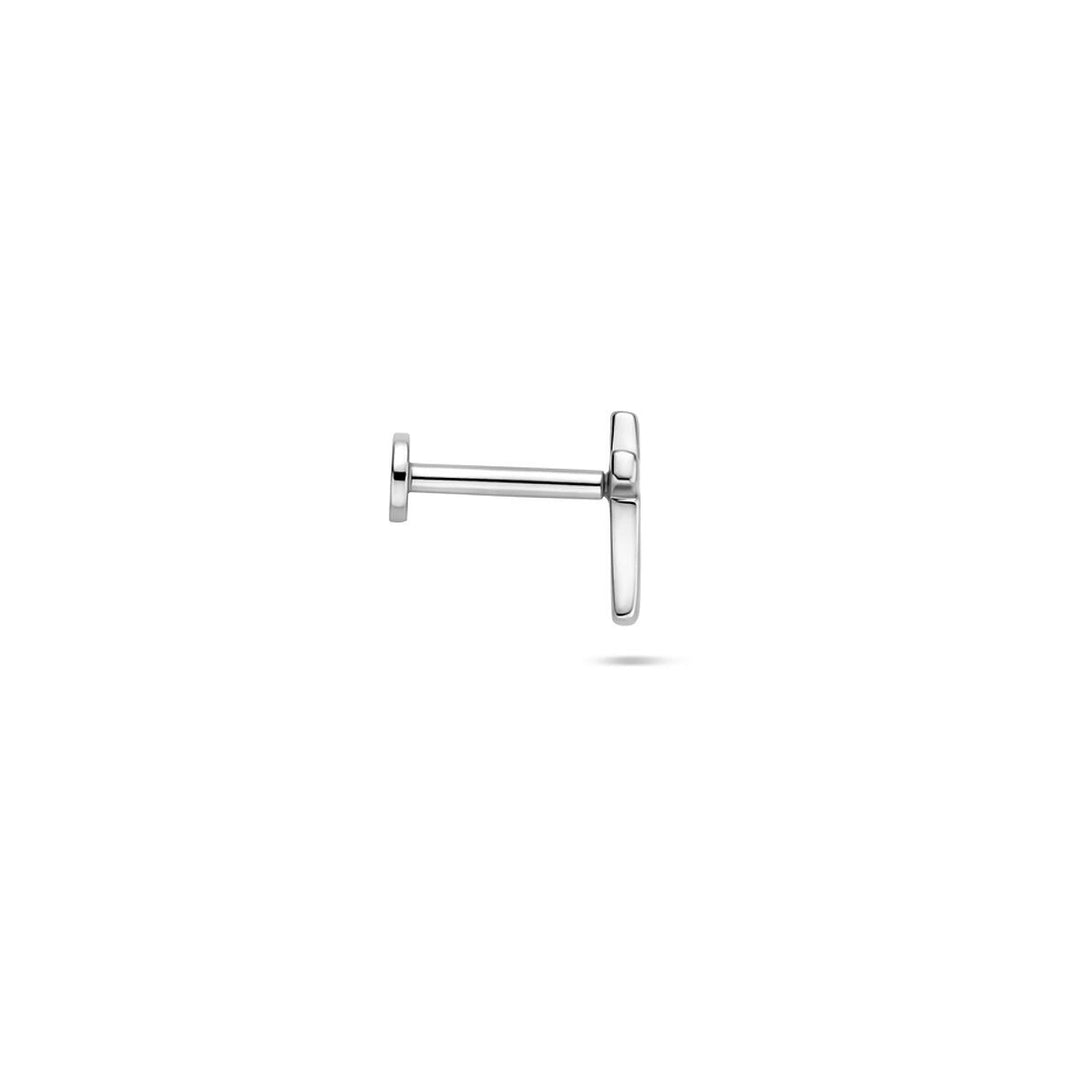 Zilveren flat back kruis piercing – gerhodineerd 925 zilver