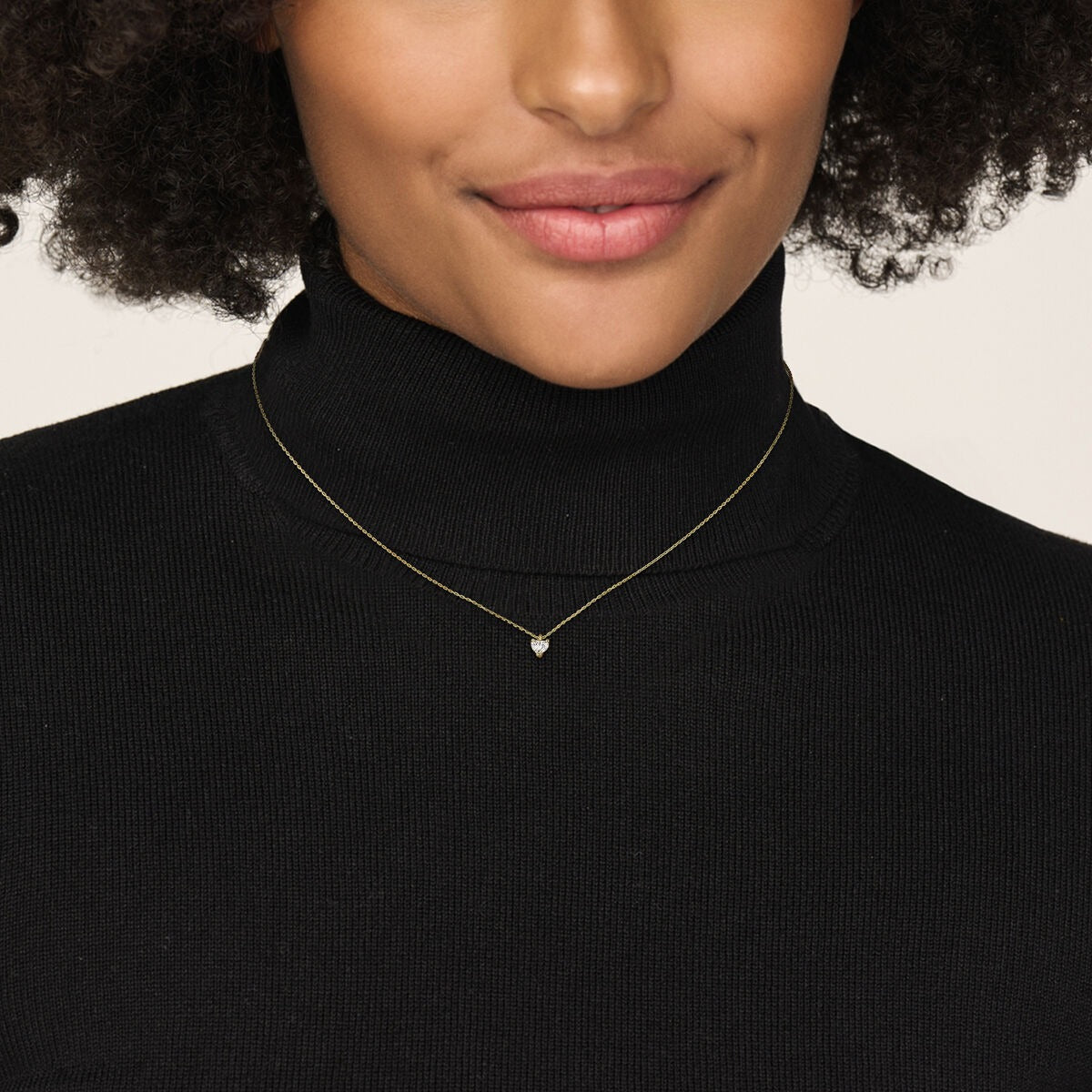 14k Geelgouden ketting met hartvormige lab grown diamant 0.30ct