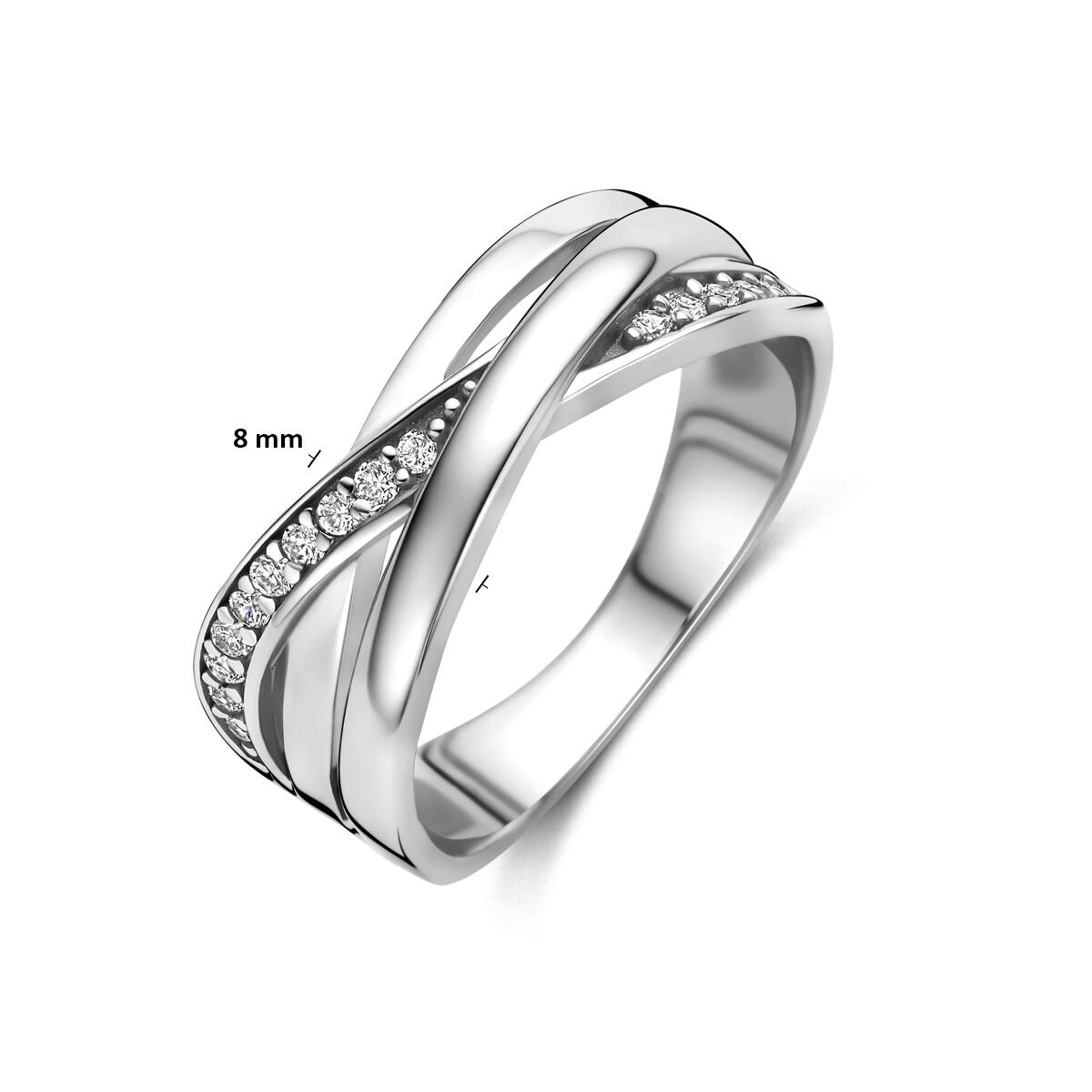Gerhodineerd 925 zilveren ring met zirkonia