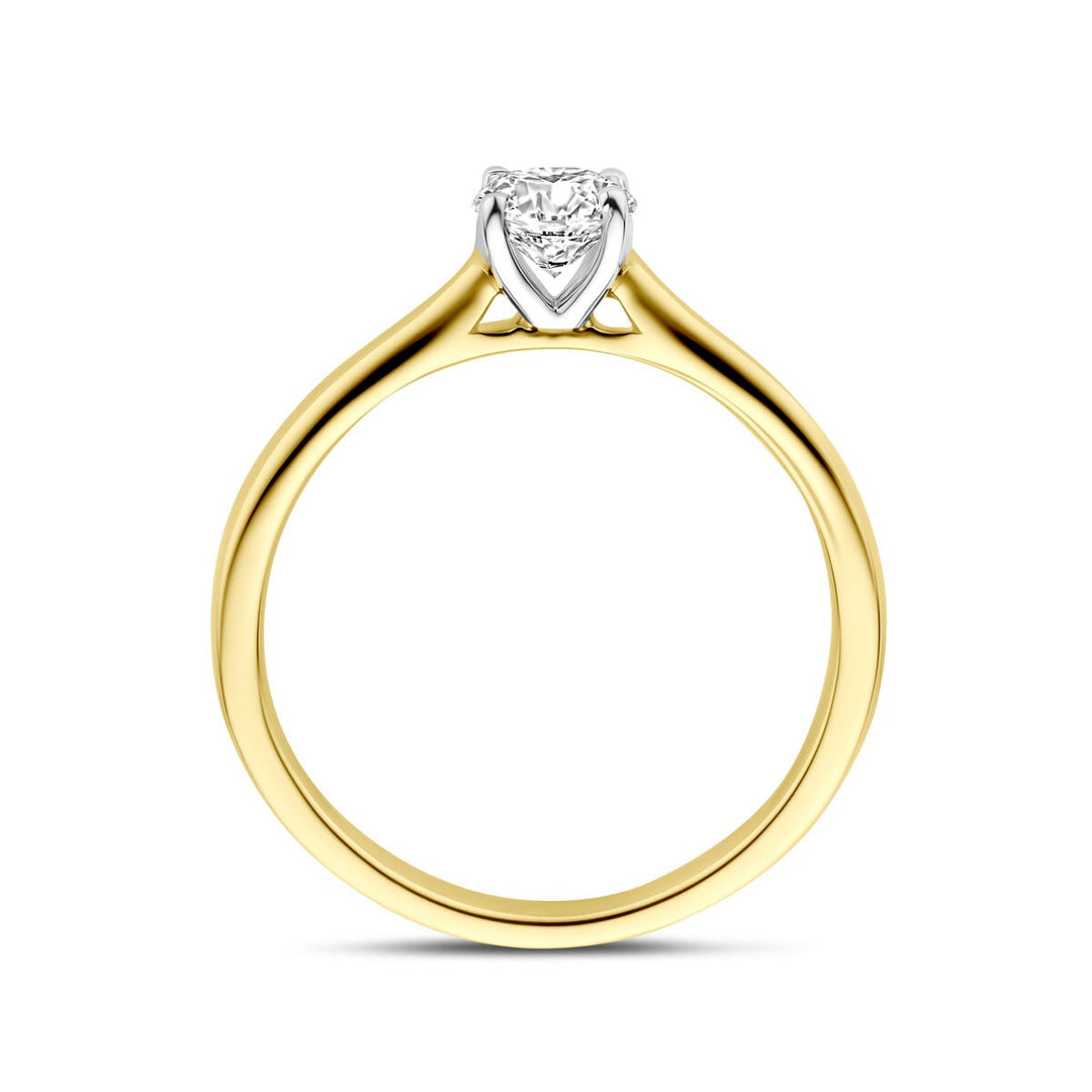 14k Bicolor geel- en witgouden ring met 0.50ct lab grown diamant