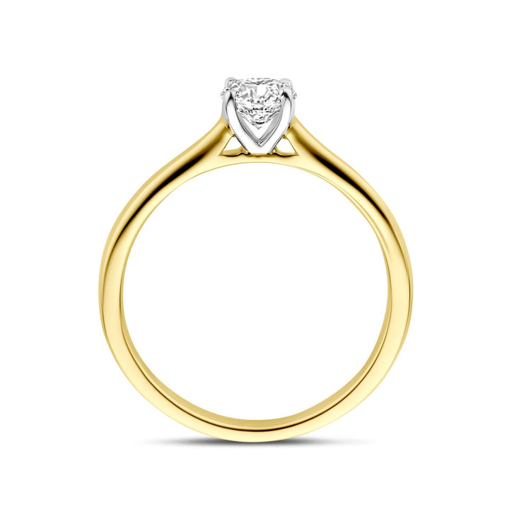 14k Bicolor geel- en witgouden ring met 0.50ct lab grown diamant
