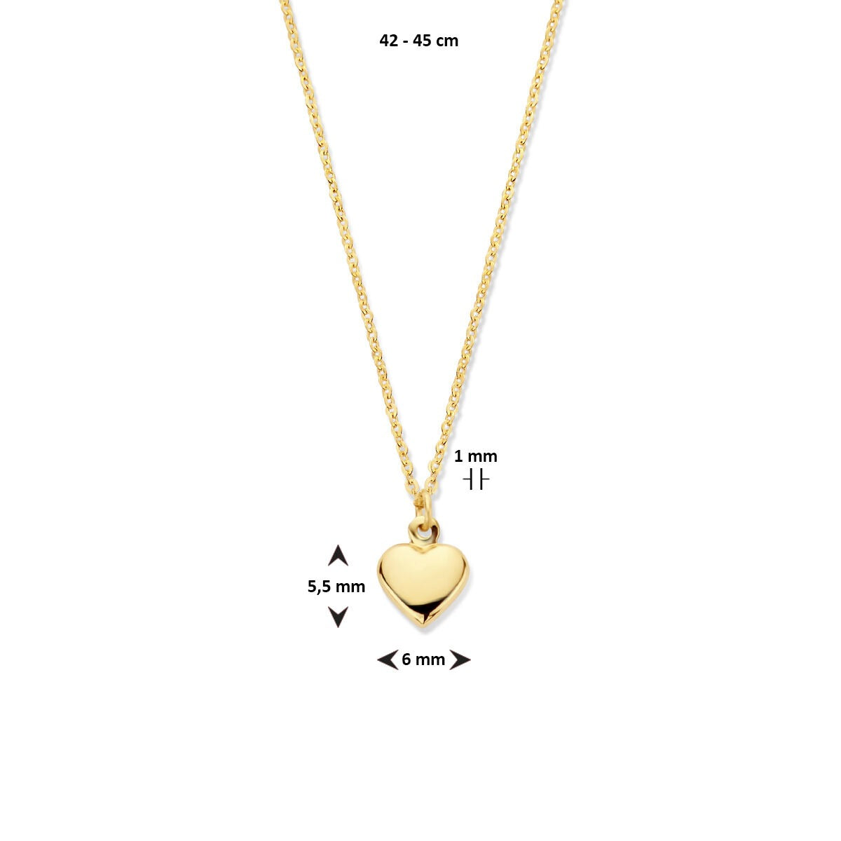 9k Geel Collier Hartje
