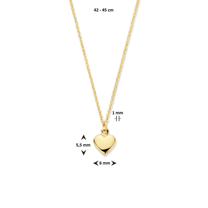 9k Geel Collier Hartje
