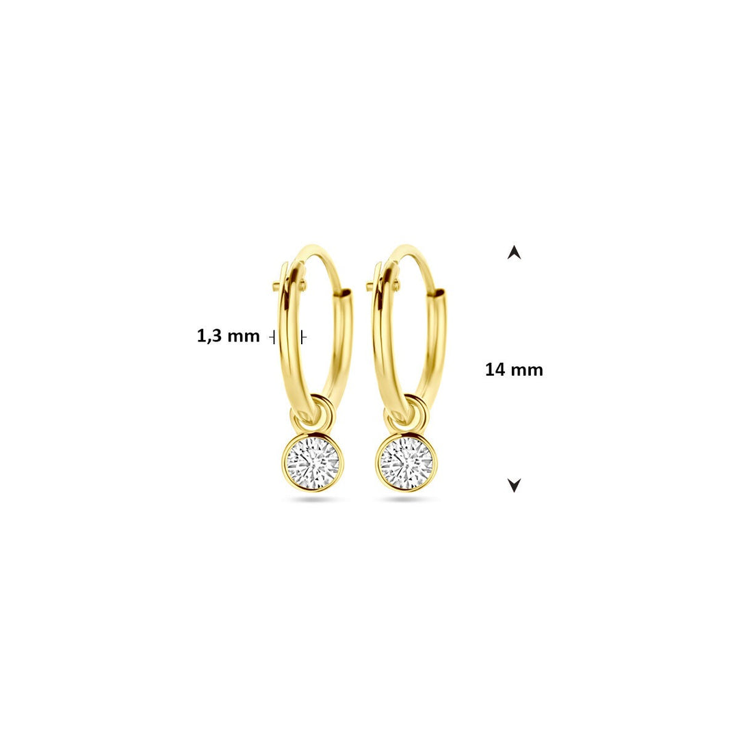 earrings with pendants zirconia 14K yellow gold