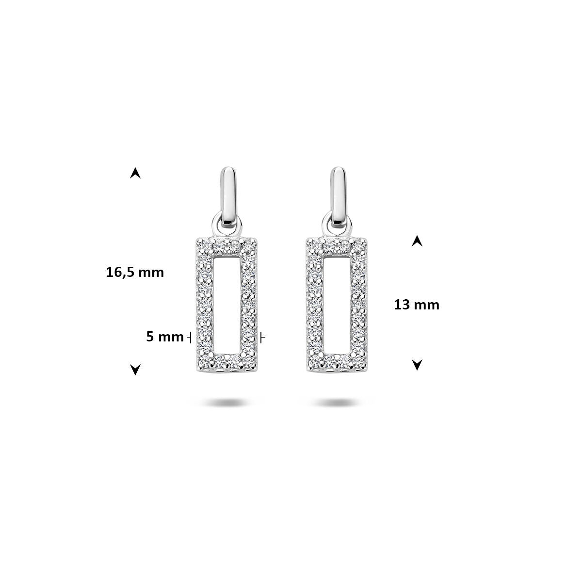 Gerhodineerd 925 zilveren oorhangers met zirkonia