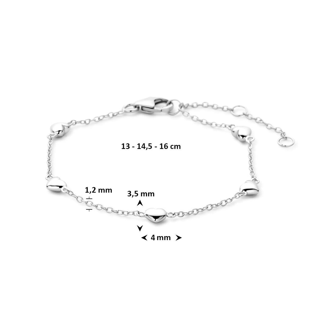 Zilveren kinder armband met hartje – gerhodineerd 13-16 cm
