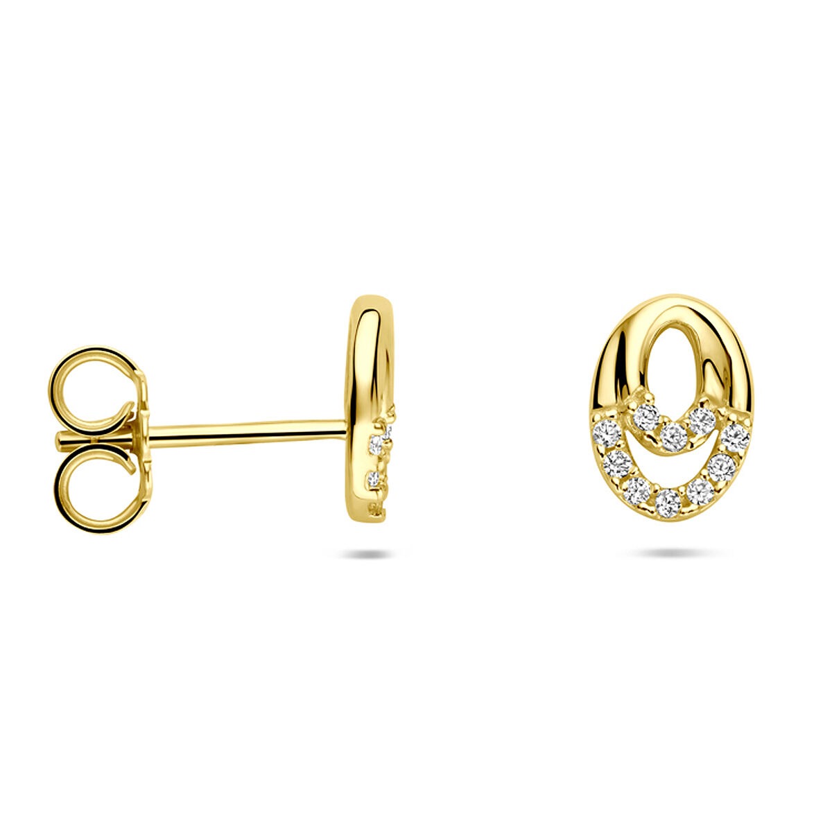 Gouden Oorknopjes 14k met Zirkonia – Entourage Zetting