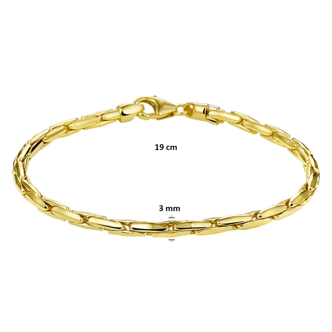 9k Geelgouden armband met zilveren kern