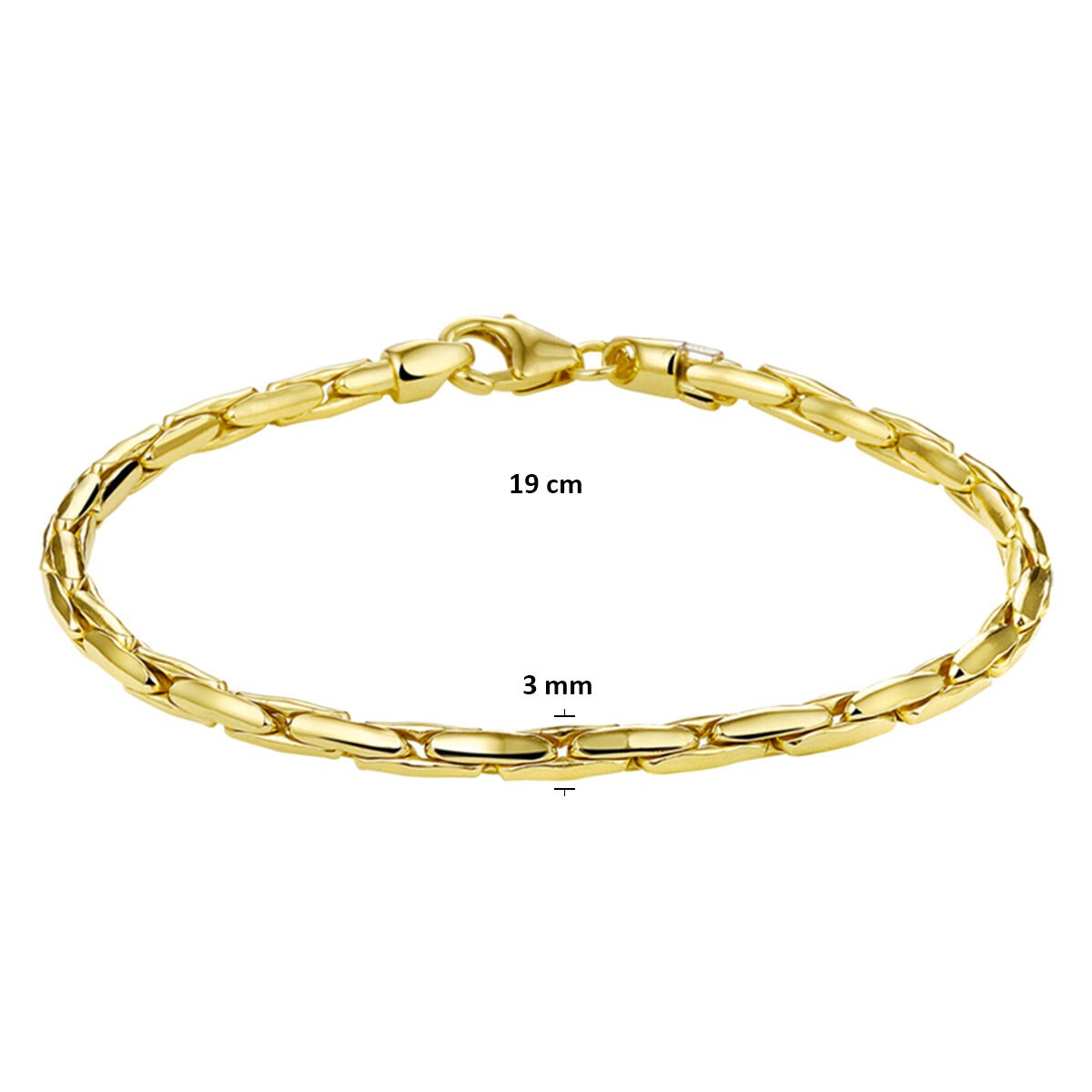 9k Geelgouden armband met zilveren kern