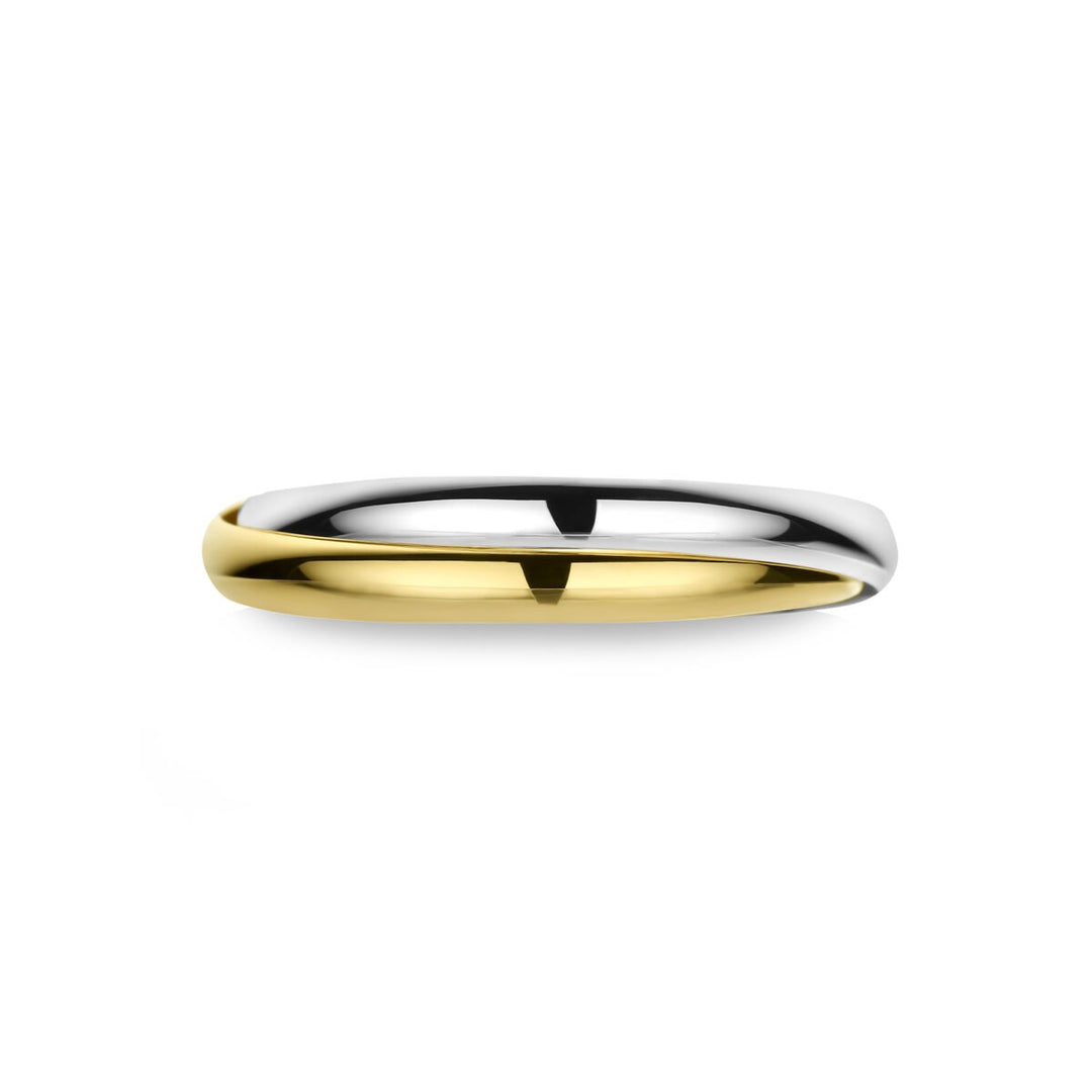 14k Bicolor dames ring van geel- en witgoud – dubbele band 2,3 mm