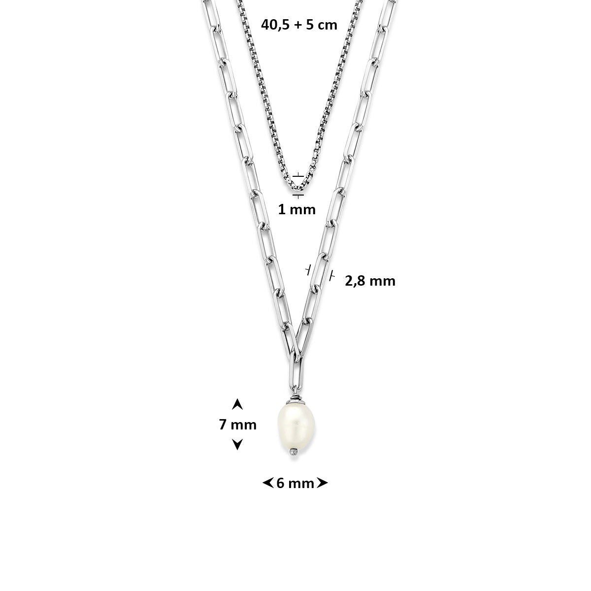 Gerhodineerd Zilveren Ketting met Parel