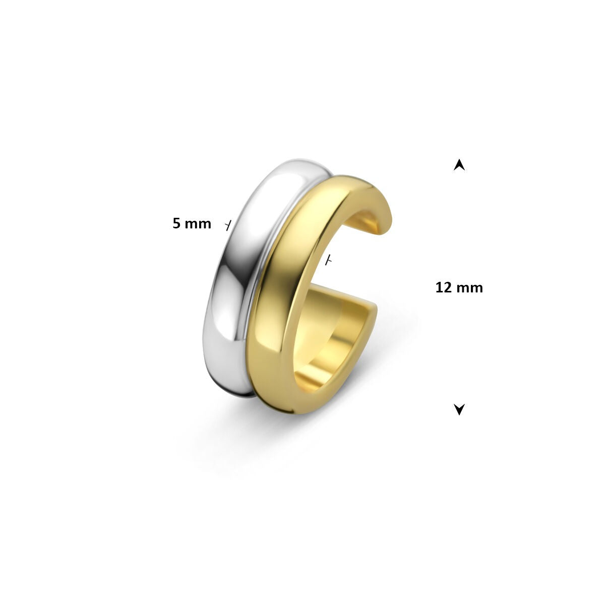 Vergulde en gerhodineerde ear cuff bicolor – 925 zilver