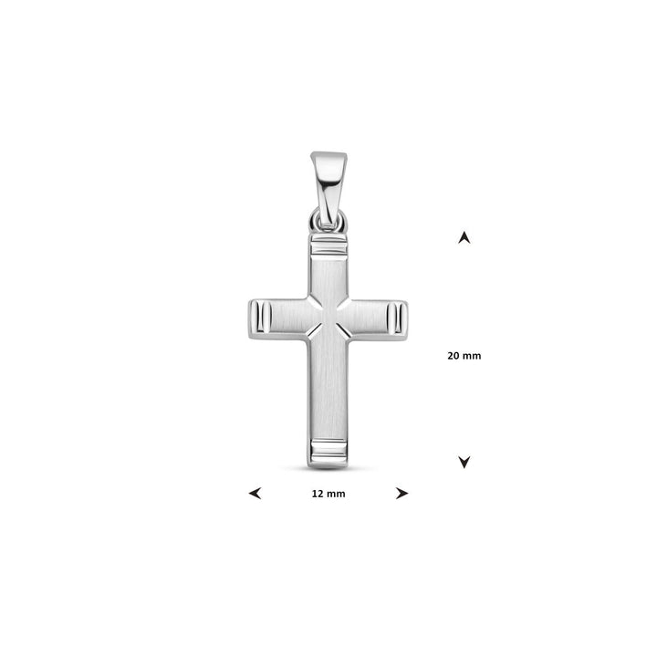 Zilveren kruis hanger – gerhodineerd 925 zilver met matte, gepolijste en gediamanteerde afwerking